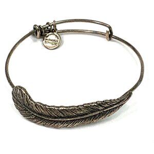 Alex and Ani Feather Charm Bracelet Silver Finish - Expands 2"- 3.5"
